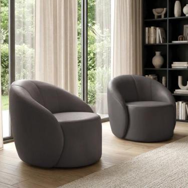 Imagem de Poltrona Sala Orgânica Kit 2 Lua Fixa Sintético D03 - D Rossi - DRossi