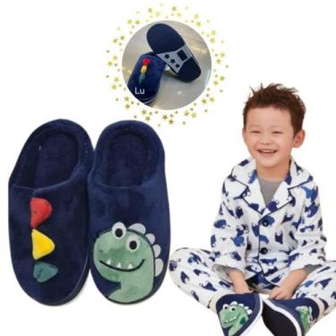 Imagem de Pantufa Infantil Menino 3D Dinossauro emborrachada Quentissima - LU Im