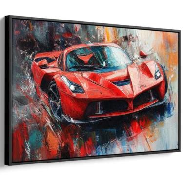 Imagem de Quadro decorativo Carro Flamejante Nas Cores da Velocidade - Art Canva