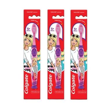 Imagem de Escova de Dentes Colgate Barbie Infantil Kit com 3 Unidades 5+ Anos Ex