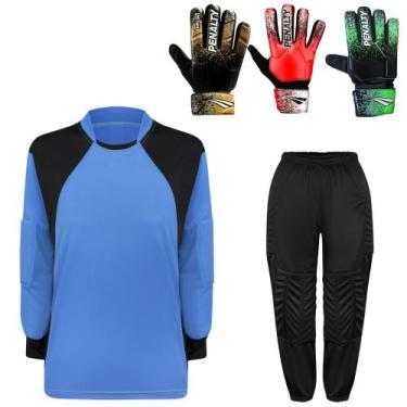 Imagem de Kit Goleiro Juvenil Camisa + Calça Acolchoada + Luva De Goleiro Penalt