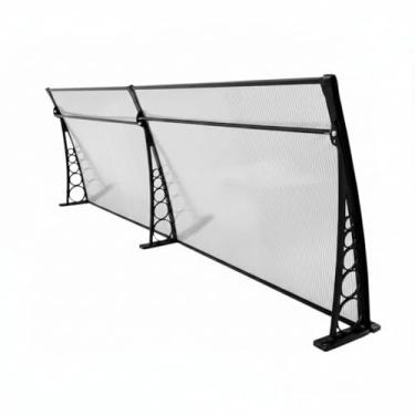 Imagem de Toldo 150x50cm Cobertura Slim em Policarbonato Alveolar, Proteção UV e Contra Chuvas, Estrutura Resistente e Leve, Ideal para Portas, Janelas, Varandas e Áreas Externas (Transparente com Preto)