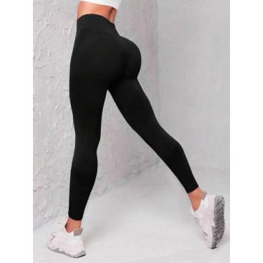 Imagem de Leggings esportivas com cintura larga sem costura - NONE, BR-P, Preto