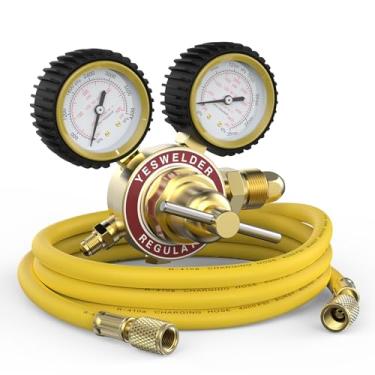 Imagem de YESWELDER Regulador de nitrogênio com mangueira, pressão de saída de 0-600 PSI e 0-4000PSI, conexão de entrada CGA580 e encaixe de alargador macho de 6 mm