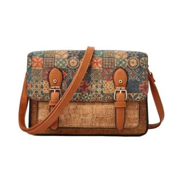 Imagem de Bolsa Mensageiro Vintage Média Em Kraft Estilo Hippie Retrô Chique Boh