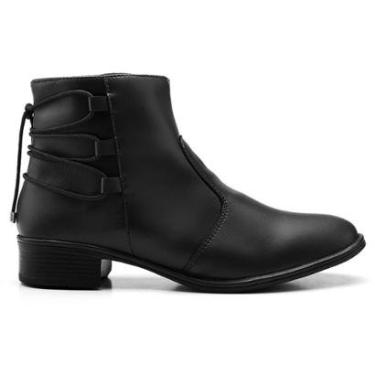 Imagem de Bota Moderna Casual Feminina Salto Baixo Cano Curto Zíper Lateral Conforto Dia A Dia-Fe...