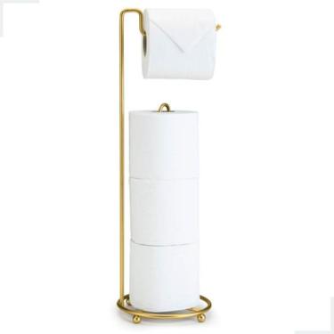 Imagem de Suporte Chão Porta Papel Higiênico Papeleira 4 Rolos Banheiro Lavabo D