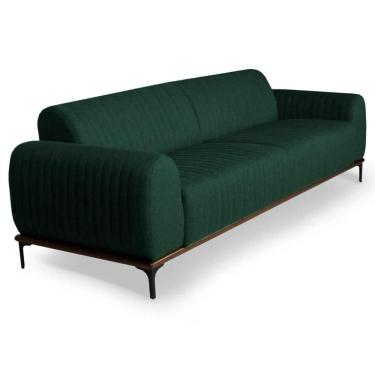 Imagem de Sofá 230cm 3 Lugares Pés Preto Molino C-117 Linho Verde Musgo - Domi