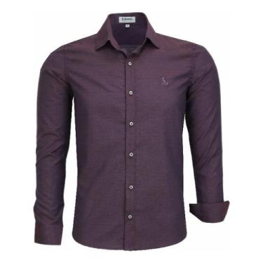 Imagem de Camisa Manga Longa Slim Masculina Amil Passa Fácil 1863, Vinho, 6