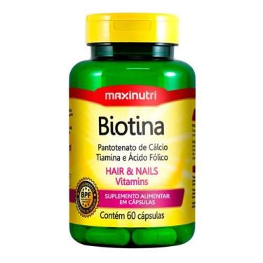 Imagem de Biotina Maxinutri Cabelo Unhas E Vitaminas + Acido Fólico 60 Capsulas 