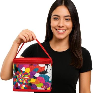 Imagem de Frasqueira Termica Pequena Feminina Para Marmitas e Bebidas Vermelho F