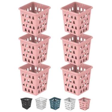 Imagem de Kit 6 Cesto Organizador Multiuso Decorativo Pequeno Quadrado 11x10,5 c