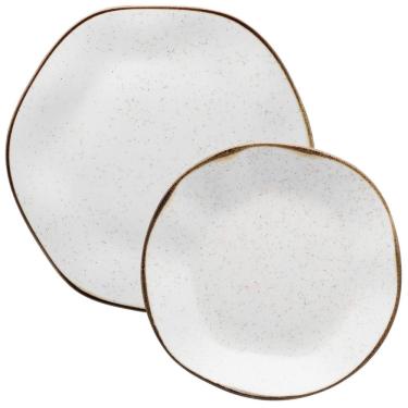 Imagem de Kit Jogo Prato Raso Fundo 8Pçs Porcelana Maresia 4 Pessoas