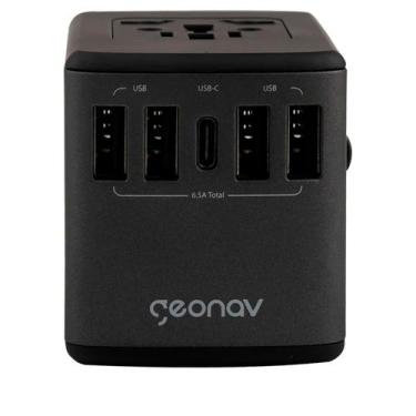 Imagem de Carregador Universal com Adaptadores de Viagem USB + USB-C Preto - Geo