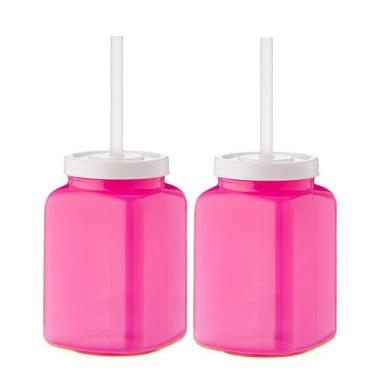 Imagem de Jogo De 2 Copos Casal Filmes Com Tampa Canudo 670ml Boccati Cor:rosa