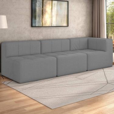 Imagem de Sofá Modulado na Caixa 3 Lugares 231cm Espuma D33 Multimóveis CR45359