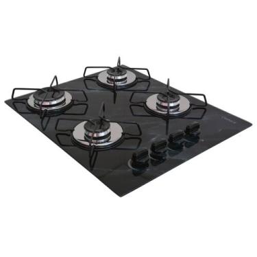 Imagem de   Fogão Cooktop Classic 4 Bocas Ultra Chama Marmorizado Preto - Chama 