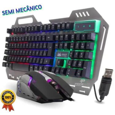 Imagem de Teclado Semi Mecânico e Mouse Óptico Gamer Led com fio Knup KP2054, Ci
