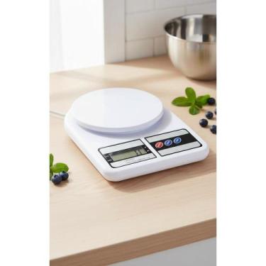 Imagem de Balança Cozinha Digital Precisão 10kg Tare Tarefante Branca - Congratu