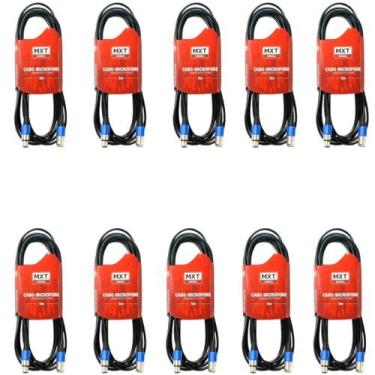Imagem de Cabo Microfone Cannon XLR Macho Para Fêmea 5M MXT, 10un Cabo XLR