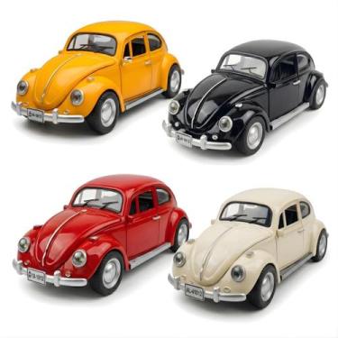 Imagem de Kit 4 Miniatura Fusca 1:18 Metal Som Luz Abre Portas Grande - A7L Stor