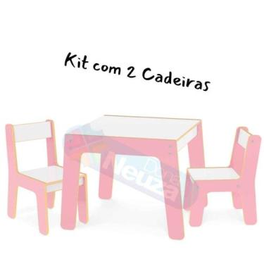 Imagem de Mesa Mesinha Infantil Crianças Com 2 Cadeiras Madeira MDF 3 Opções Cor