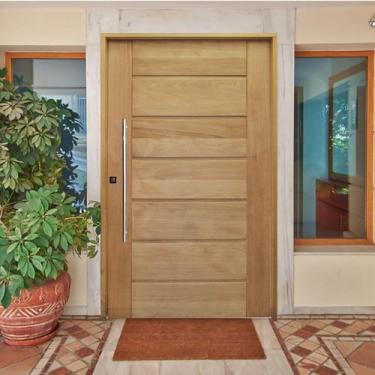 Imagem de Kit Porta de Madeira Pivotante 210x140cm Batente 14Cm Fechadura 803 Ro