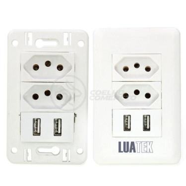 Imagem de Tomada de Parede com USB Modelo Luxo Dupla 10A com 2 Portas USB 5V sem