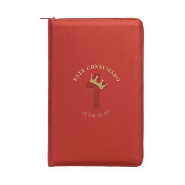 Imagem de Livro - Bíblia NVI com zíper: Está consumado, Capa luxo vermelho com t