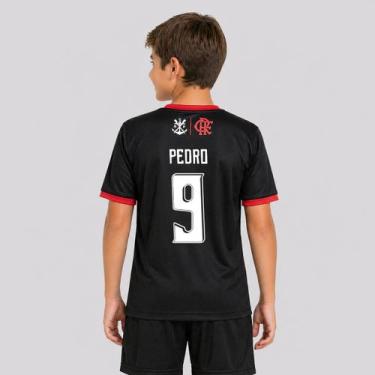 Imagem de Camisa Flamengo Emoção Juvenil Listrada 9 Pedro - Braziline, 12 ANOS