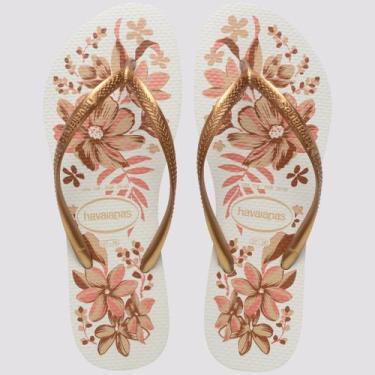 Imagem de Chinelo Havaianas Slim Organic 4132823 Preto, Branco, Dourado, 1711, 3