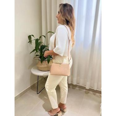 Imagem de Bolsa Feminina Alice Tiracolo Elegante - sem marca, Nude, P, croco