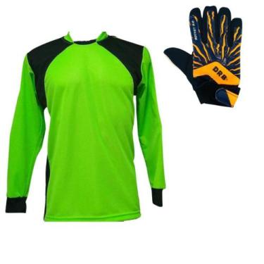 Imagem de Camisa Goleiro trb Infantil + Luva DRB Laranja Infantil, Limão, 12