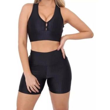 Imagem de Conjunto Academia Cirrê 3d Short Legging E Top com bojo - Liv Fit Stor
