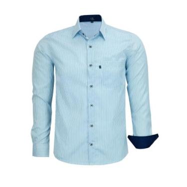 Imagem de Camisa Social Masculina LBL Manga Longa Comfort Listrada Com Bolso 301