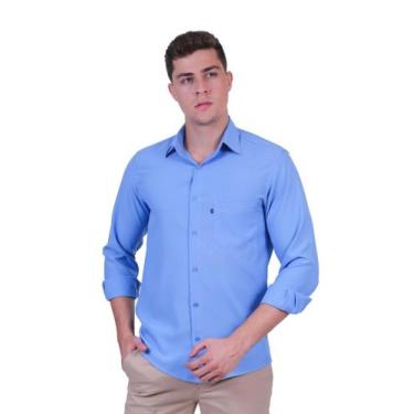Imagem de Camisa Social Amil Microleve Masculina Clássica Manga Longa Não Amassa
