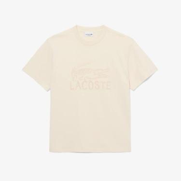 Imagem de Camiseta de Algodão Estampada - Lacoste, 3GG, Bege