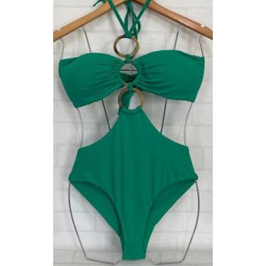 Imagem de Maiô Engana Mamãe 3 Argolas Praia Sol Tropical Casual Tecido de malha 