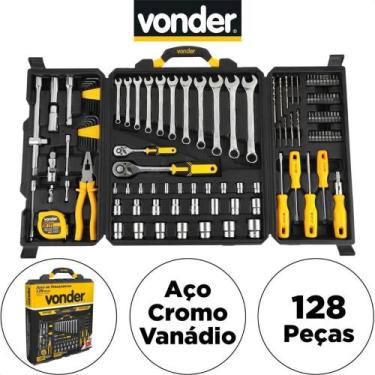 Imagem de Kit Jogo Ferramentas Maleta 128 Peças Soquetes Chaves Vonder