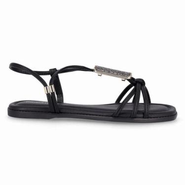Imagem de Sandália Feminina Piccadilly Rasteira Calce Fácil 508065, 36, Preto