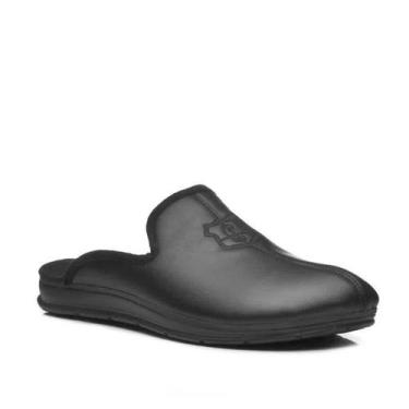 Imagem de Pantufa Masculina Pegada Forrada Couro 166001, 39, Preto