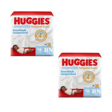 Imagem de Fralda huggies natural care RN recém nascido com 2 pacotes