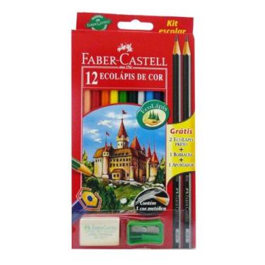 Imagem de Lápis de Cor Ecolápis 12 Cores Faber Castell + 2 Lápis + 1 Borracha + 