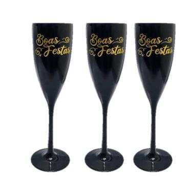 Imagem de Taça Acrílica Champanhe 180ml Especial Boas Festas Kit 3pçs - Lsc Toys