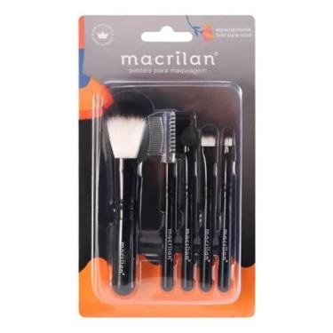 Imagem de Kit 5 Pincéis Para Maquiagem Macrilan Preto Kp5-18 Preto