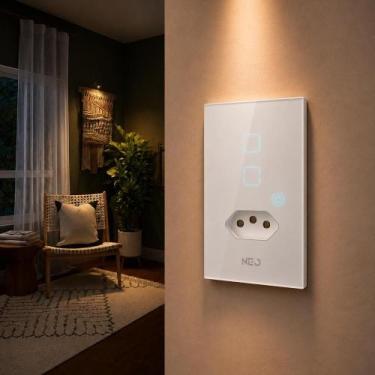 Imagem de Interruptor Inteligente Smart Zigbee Alexa 2 Botões Tomada 4x2 Bivolt 