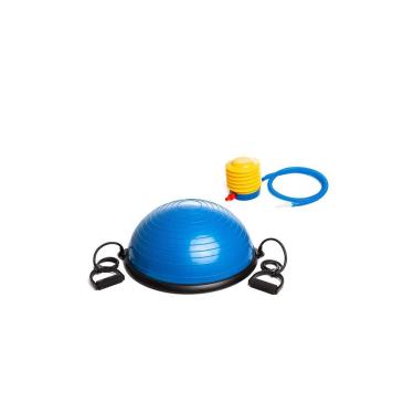 Imagem de Meia Bola para Treino Funcional Meia Bola Bozu com Alças para Base Instável Azul e Preta Kikos