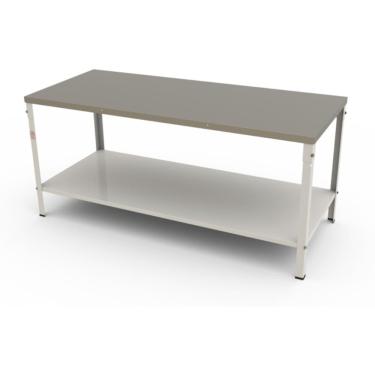 Imagem de Mesa Bancada de Apoio para Panificadora M-190 Desmontável com Tampo Inox e Estrutura Branco Braesi