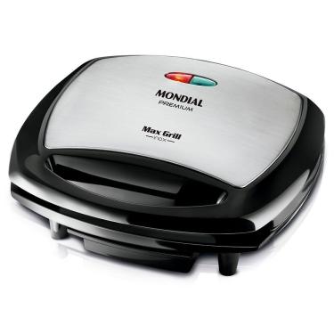 Imagem de Grill Elétrico Mondial G-07 Max Grill Chapas Antiaderentes 1000W Preto e Inox 220V