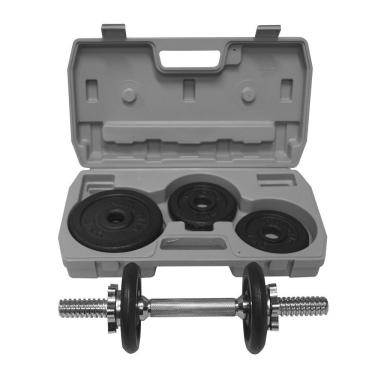 Imagem de Kit Halter Ajustável Maleta Dumbbell com 8kg em Anilhas Barra Cromada para Treino em Casa Athletic